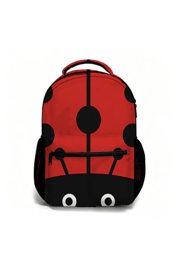 17 Inch All Over Print Student Backpack Cute Ladybug Pattern Bookbag Back to School Essential Daypack for Daily Campus Commute Multi-Purpose Carry Bag for Travel & Outdoor Use