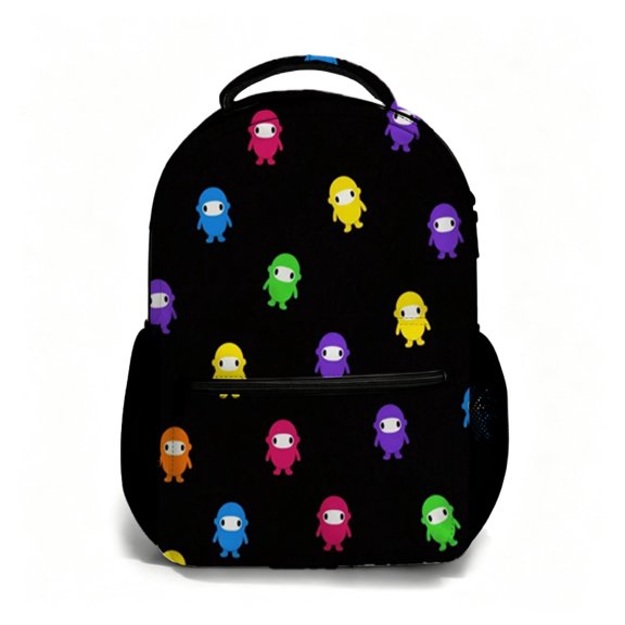 Verve & Co Shop 17 Inch All Over Print Student Backpack, Neon Mascot Pattern Bookbag, Back to School Essential Daypack for Daily Campus Commute, Multi Purpose Carry Bag for Travel and Outdoor Use