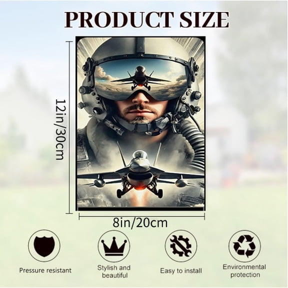 Verve & Co Shop Aviation - Themed Vintage Style Tin Sign, Fighter Pilot and Jet Image, Wall Decor Gift for Aviation Enthusiasts, Metal Signage, 10x14 Inches