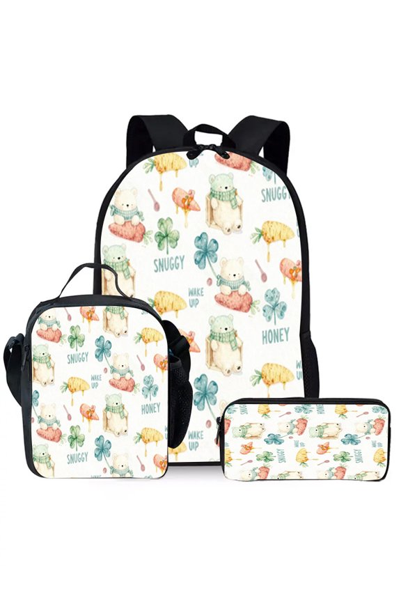 Bear - Inspired Whimsical Cartoon Print Backpack Sets for Unisex