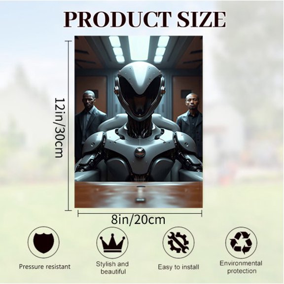Verve & Co Shop Cool Sci - fi Tin Sign, Robot - themed Tin Sign for Room Decor, Futuristic Metal Tin Sign for Geeks, 10 x 6 Inches Indoor Decorative Tin Signs