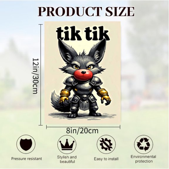 Verve & Co Shop Cute Tik Tik Sign, Cartoon - Themed Wall Decor for Room, Retro Metal Tin Sign for Gaming Room Decor, 12 x 8 Inches Indoor Wall Decor