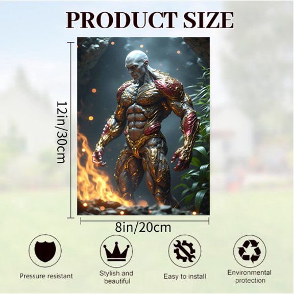 Verve & Co Shop Epic Mythical Figure Tin Sign, Fantasy - Themed Decor for Game Rooms, Vintage Metal Art for Wall Decor, 12 x 8 Inches Indoor and Outdoor Signs