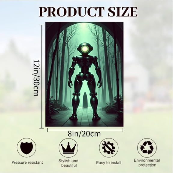 Verve & Co Shop Unique Robot - Themed Tin Sign, Futuristic Decor for Home and Office, Vintage Metal Tin Sign for Tech - Lovers, 12 x 8 Inches Indoor and Outdoor Decor