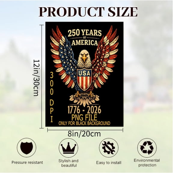 Verve & Co Shop Vintage Style Patriotic Tin Sign, 250 Years of America Design, Decorative Sign for USA Enthusiasts, Metal Signage, 8x12 Inches
