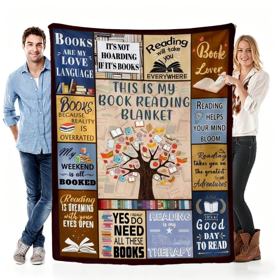 Verve & Co ShopBlanket Gift for Book Lovers from Family,Soft Throw Blanket Fleece for Book - themed Occasions,Reading - inspired Design 50x60in（size: Youths）