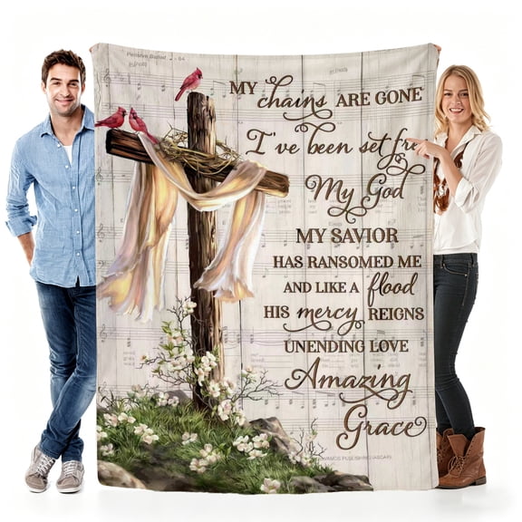 Verve & Co ShopBlanket Gift for Christian Believers,Soft Throw Blanket Fleece for Religious Occasions,Cross and Hymn Design 30x40in(size: Baby)