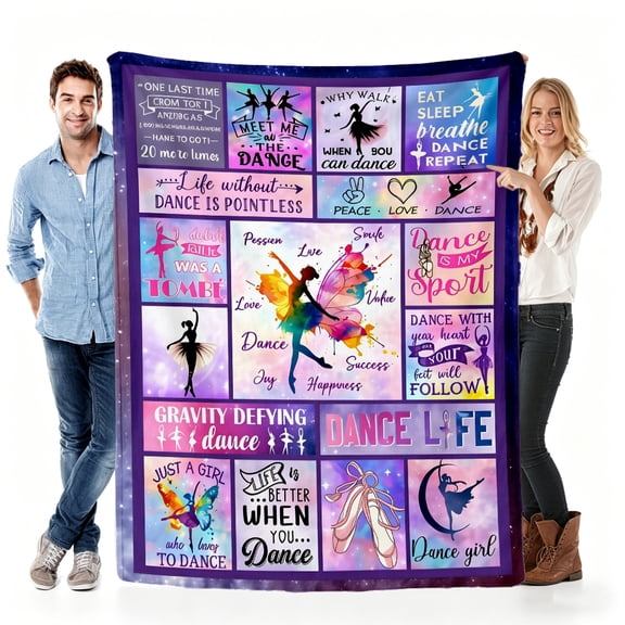 Verve & Co ShopBlanket Gift for Dancer from Fan,Soft Throw Blanket Fleece for Dance Lover,Pattern Design