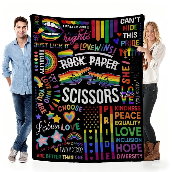 Verve & Co ShopBlanket Gift for LGBTQ Community, Soft Throw Blanket Fleece for Pride Month, LGBTQ Celebration, Rainbow Design 60x80in(size: Adults)