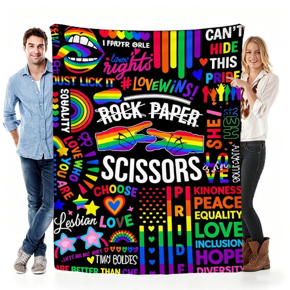 Verve & Co ShopBlanket Gift for LGBTQ+ Community,Soft Throw Blanket Fleece for Pride Month, LGBTQ+ Celebration, Rainbow Design