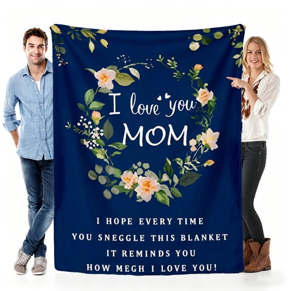 Verve & Co ShopBlanket Gift for Mom from Daughter Son, Cozy Fleece Throw Blanket for Mother's Day, Mom Birthday, Floral Design