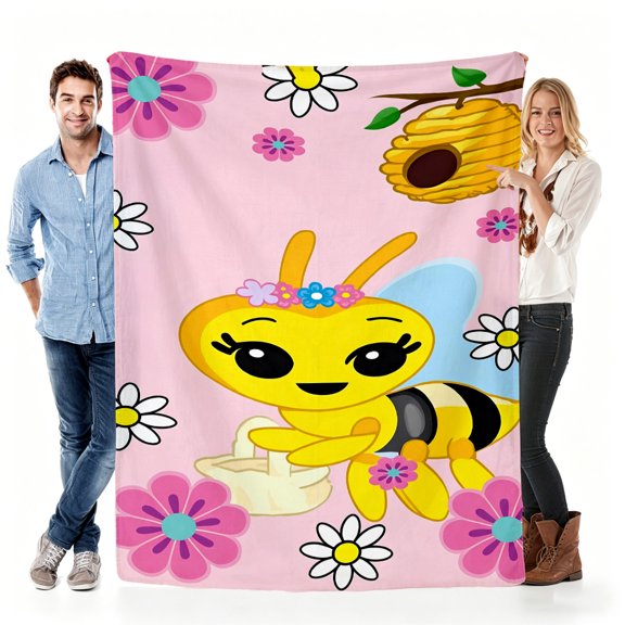 Verve & Co ShopBlanket Gift for Mom from Daughter Son,Soft Throw Blanket Fleece for Mother's Day,Mom Birthday,Bee Design