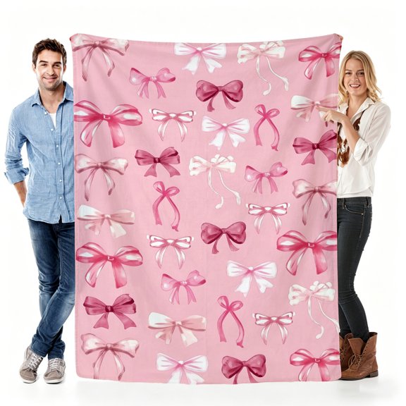 Verve & Co ShopBlanket Gift for Mom from Daughter Son,Soft Throw Blanket Fleece for Mother's Day,Mom Birthday,Bow Design