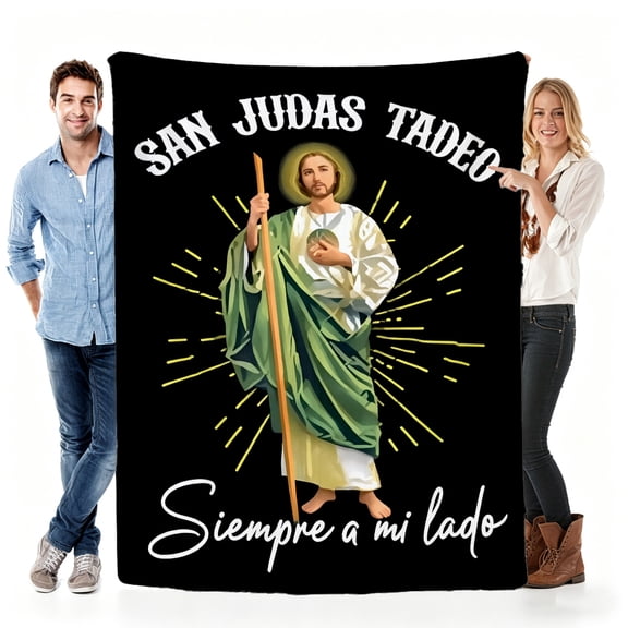 Verve & Co ShopBlanket Gift for San Judas Tadeo Lovers,Soft Throw Blanket Fleece for Devotees,Religious Design