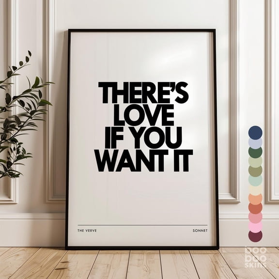 Verve Sonnet Print Indie 90s Music Song Lyrics Poster Bedroom Decor Romantic Quote Valentine Gift for Her Boyfriend Girlfriend Wife