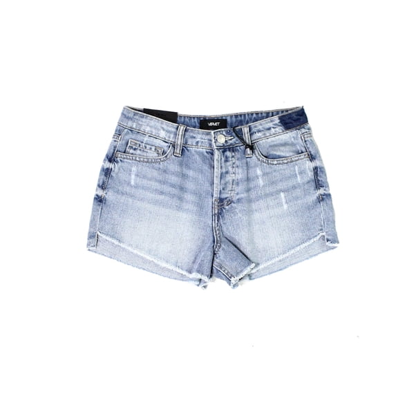 Vervet Womens Distressed Denim Frayed Button-Fly Shorts