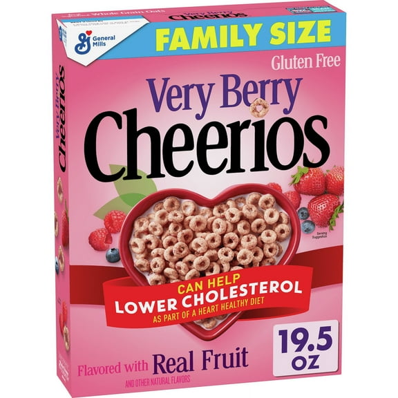 Very Berry Cheerios, Breakfast Cereal with Oats, Gluten Free, 19.5 oz