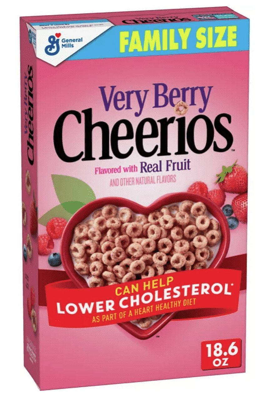 Very Berry Cheerios, Heart Healthy Cereal, 18.6 OZ Family Size Box