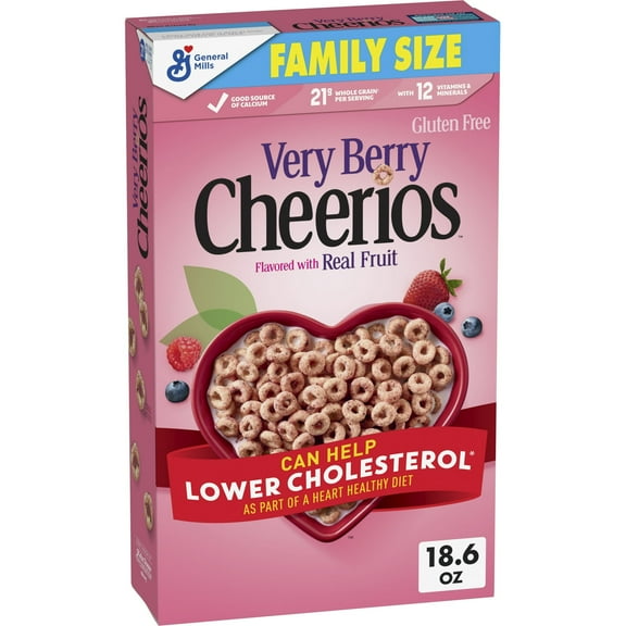 Very Berry Cheerios, Heart Healthy Cereal, Family Size, 18.6 OZ (Pack 4