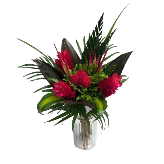 Very Berry Tropical Bouquet, Bi-Color Red and Green by Bloomingmore
