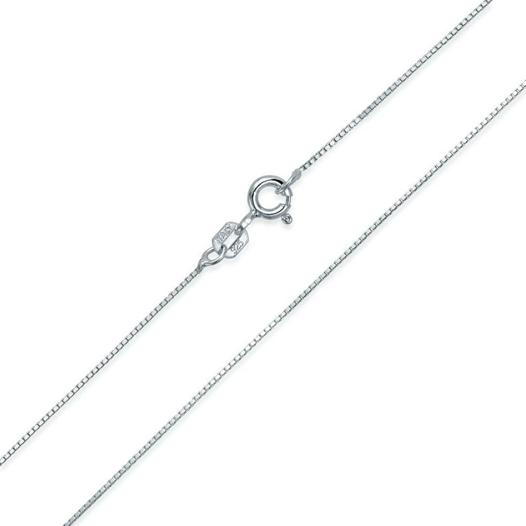 Very Box Chain 1MM 010 Gauge Necklace Sterling Silver Made In Italy 