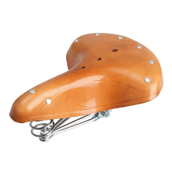 Very Comfortable Bike Saddle Cowhide Three-Spring Vintage Bicycle for Seat