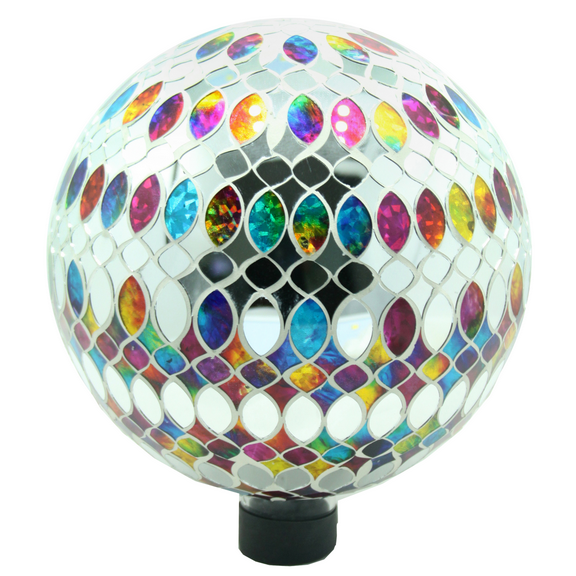 Very Cool Stuff Bling Multi-Shape Tile Gazing Globe, 10 inches - Handcrafted Mosaic Glass Dcor with Hanging Chain for Garden, Patio & Home