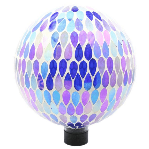 Very Cool Stuff Iridescent Teardrop Tile Gazing Globe, 10 inches - Handcrafted Mosaic Glass Dcor with Hanging Chain for Garden, Patio & Home