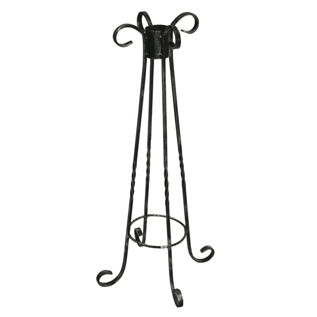 Antique Silver Twisted Metal Globe Stand, 30 inches