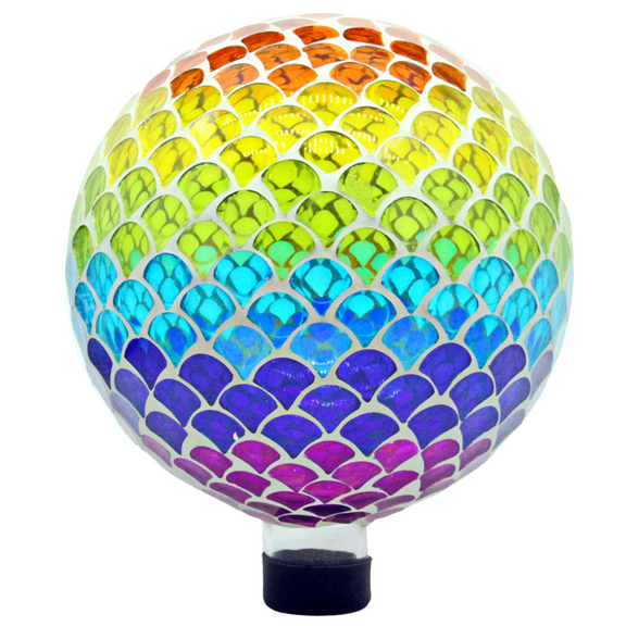 Very Cool Stuff Rainbow Scales Tile Gazing Globe, 10 inches - Handcrafted Mosaic Glass Dcor with Hanging Chain for Garden, Patio & Home