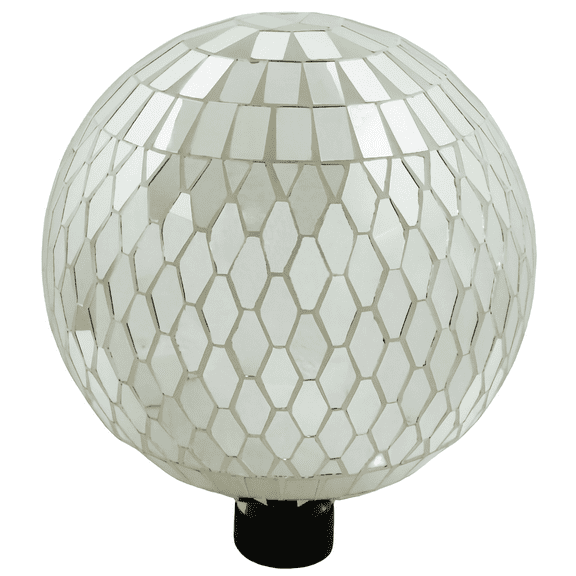 Very Cool Stuff Silver Mirror Gazing Globe, 10 inches - Handcrafted Mosaic Glass Dcor with Hanging Chain for Garden, Patio & Home