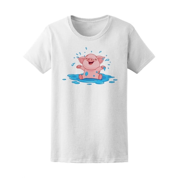 Very Cute Piggy In A Puddle Tee Women's -Image by Shutterstock
