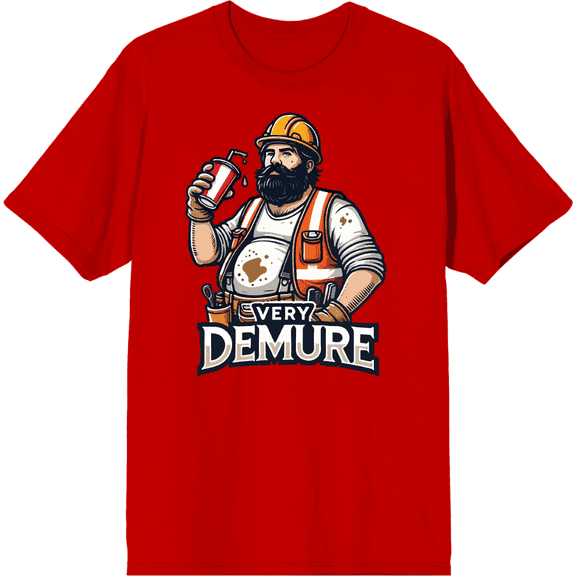 Very Demure Construction Worker Adult Red Crew Neck Short Sleeve Tee-XL