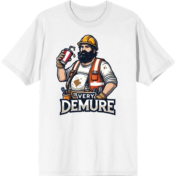 Very Demure Construction Worker Adult White Crew Neck Short Sleeve Tee-Medium