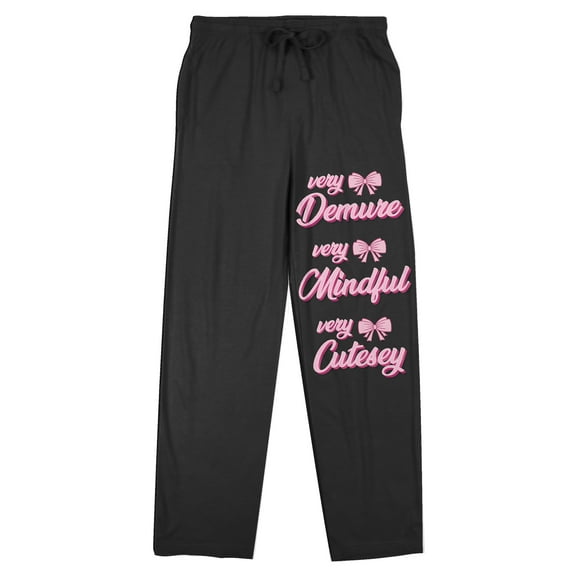 Very Demure, Very Mindful, Very Cutesy Women's Black Sleep Pajama Pants-Medium