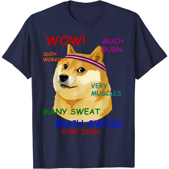 Very Fitness Doge Wow! Softstyle Unisex T-Shirt,Navy Color,Size YS