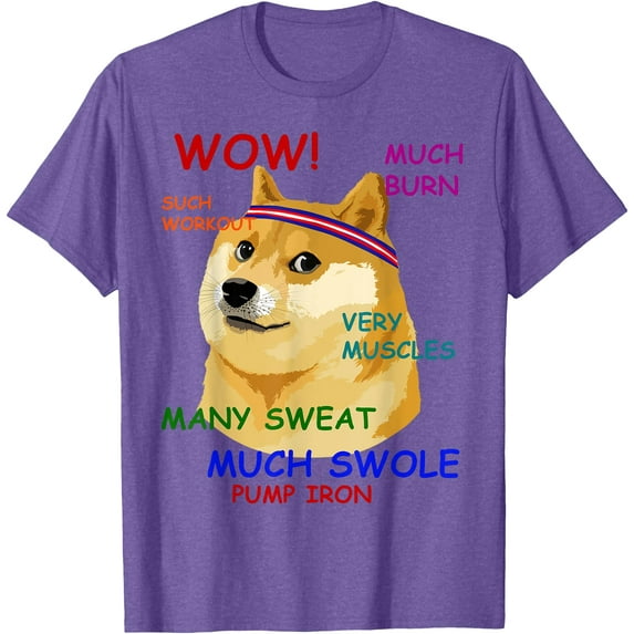 Very Fitness Doge Wow! Softstyle Unisex T-Shirt,Purple Heather Color,Size 2XL
