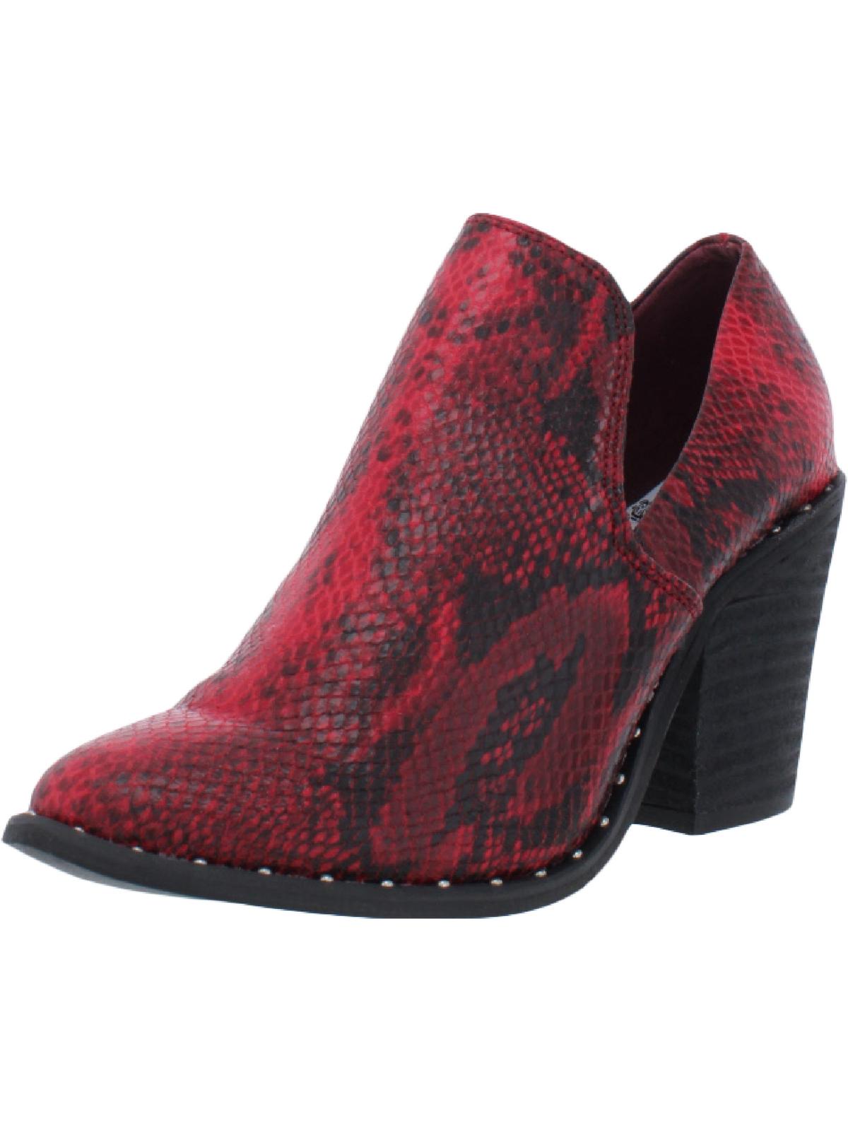 Very G Deavan Women's Faux Leather Snake Print VCut Ankle Booties