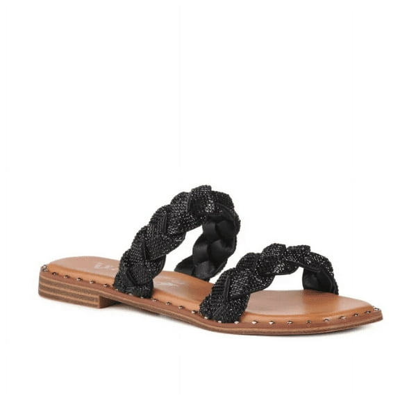 Very G Gypsy Jazz Womens Twisty Rhinestone Top Fashion Sandal (6, Black)