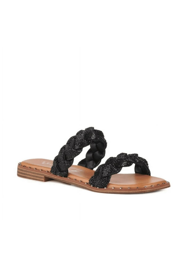 Very G Gypsy Jazz Womens Twisty Rhinestone Top Fashion Sandal (6, Black)