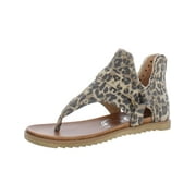 Very G Womens Journey Leopard Print Studded Thong Sandals