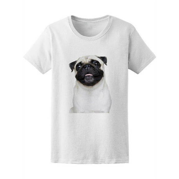 Very Happy Pug Dog T-Shirt Women -Image by Shutterstock, Female XX-Large