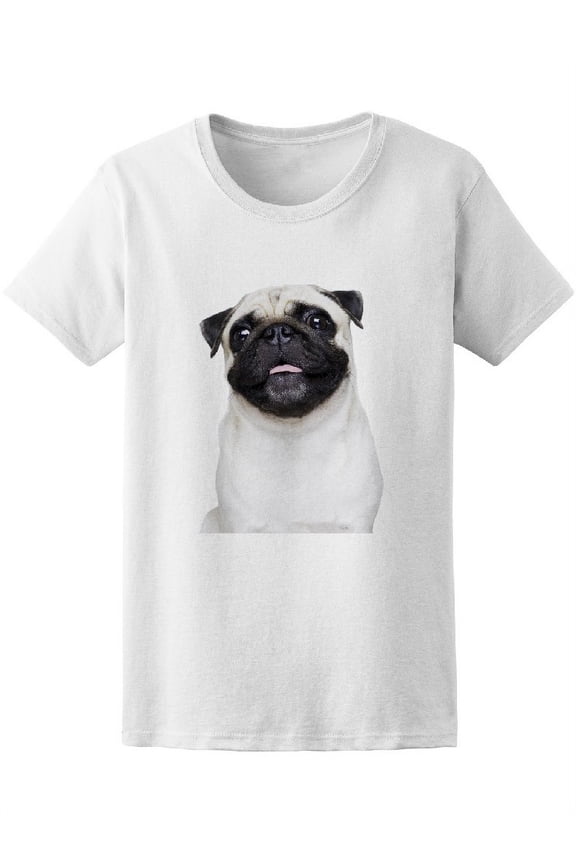 Very Happy Pug Dog T-Shirt Women -Image by Shutterstock, Female XX-Large
