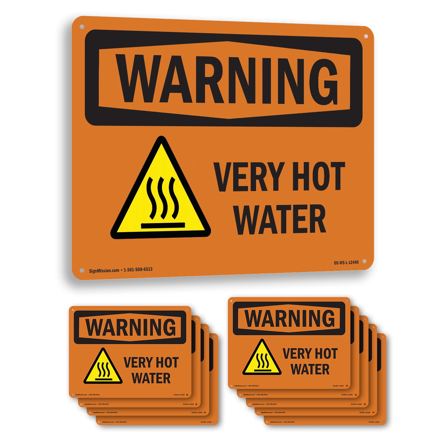 Very Hot Water With Symbol OSHA WARNING Aluminum Sign 24 Inch x 18 Inch ...