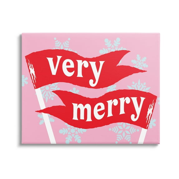 Very Merry Bold Holiday Flags Holiday Graphic Art Gallery Wrapped Canvas Print Wall Art