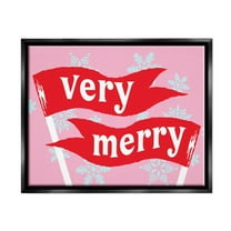 Very Merry Bold Holiday Flags Holiday Graphic Art Jet Black Framed Art Print Wall Art