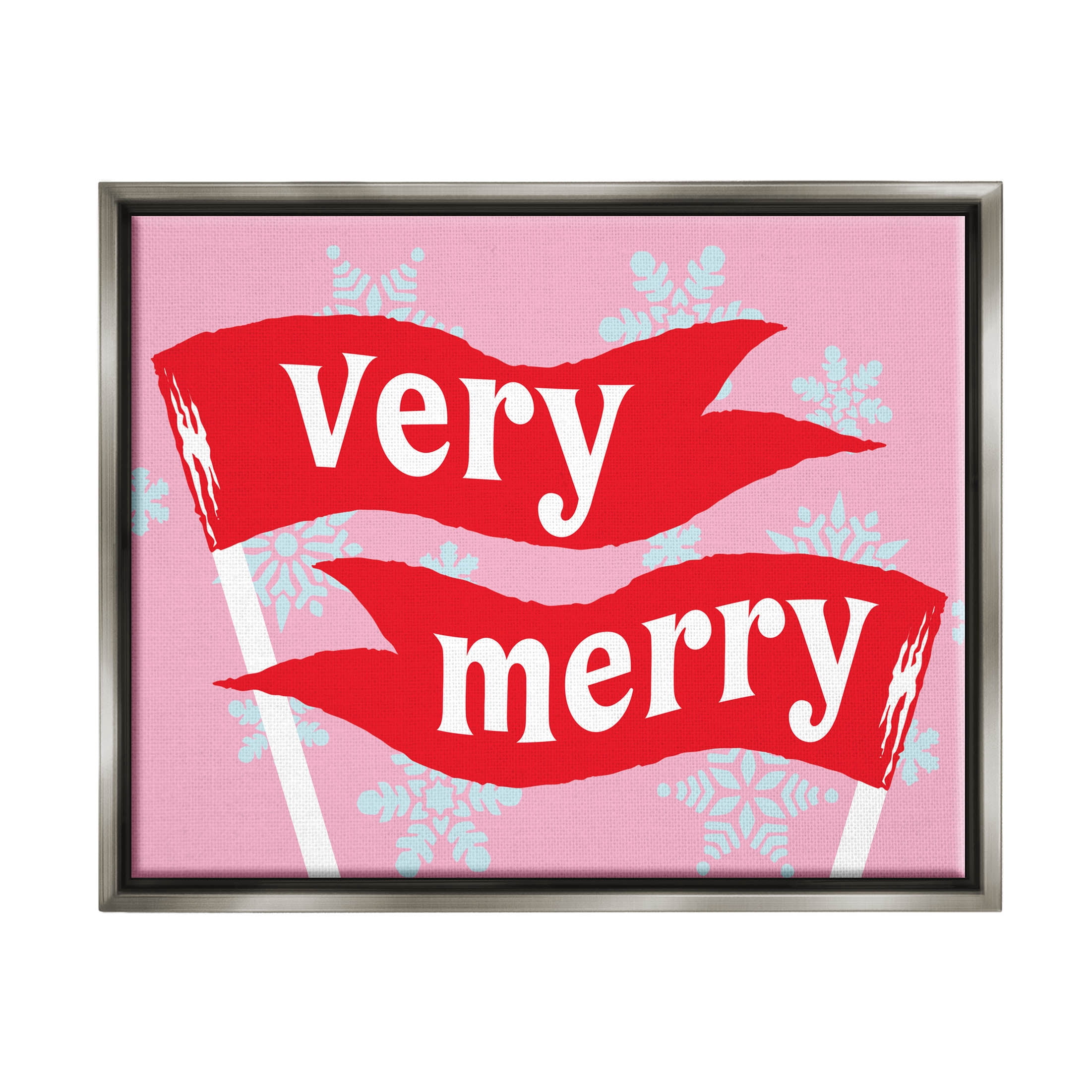 Very Merry Bold Holiday Flags Holiday Graphic Art Luster Gray Framed Art Print Wall Art