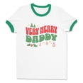 thumbnail image 1 of Very Merry Daddy Ringer Tee Shirt Unisex Small White/Kelly Green, 1 of 5