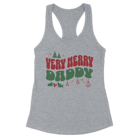 Very Merry Daddy Tank Top Fitted Racerback Women's Large Heather Grey
