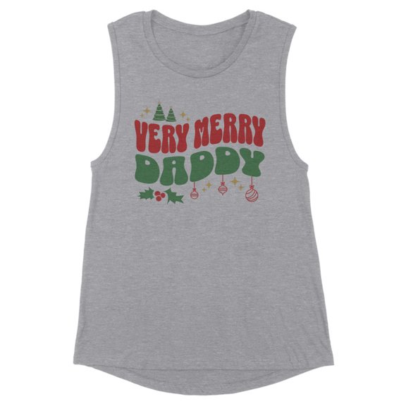 Very Merry Daddy Women's Muscle Tank Medium Heather Grey